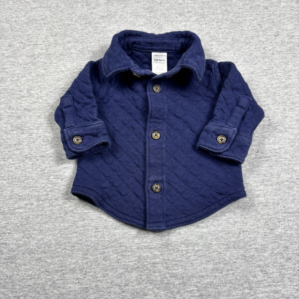 Carter's Quilted Baby Jacket Newborn Boys Blue Button Down
